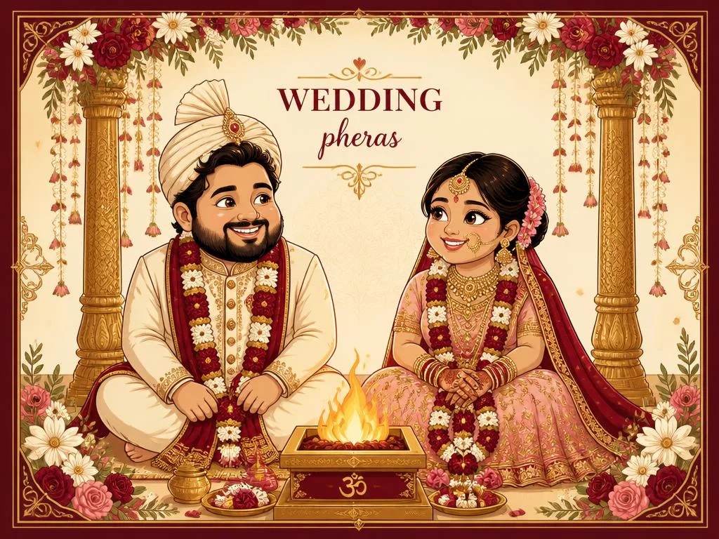 Caricature of Animesh and Vaishnavi for the The Wedding ceremony